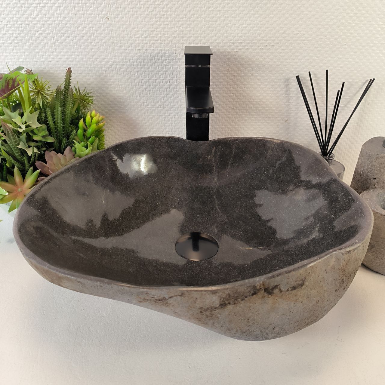 Раковина из речного камня RS-65391 43*39*15 из натурального камня