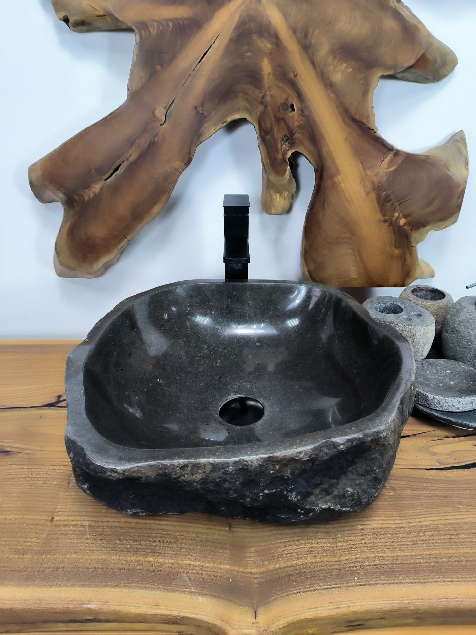 Раковина из речного камня RS-66334 44х44х15 из натурального камня