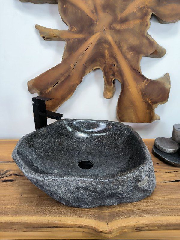 Раковина из речного камня RS-66321 52х46х15 из натурального камня