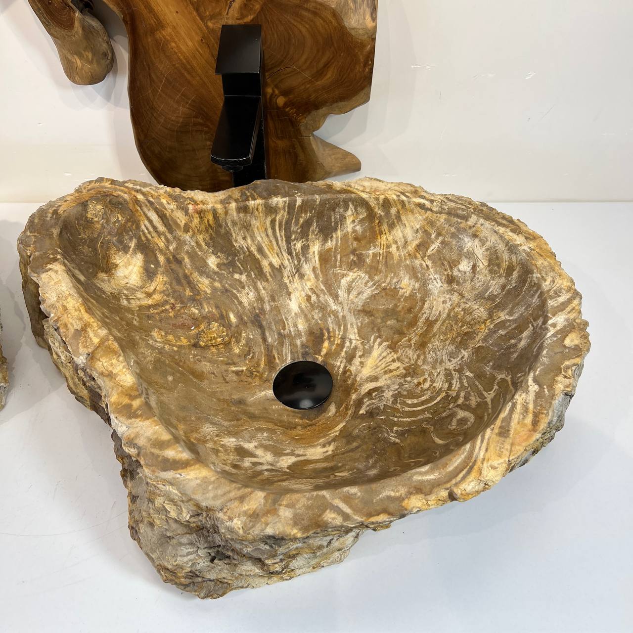 Раковина из окаменелого дерева ПАРА! OD-66877 60*47*15 из натурального камня