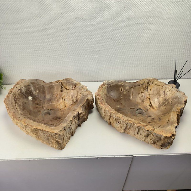Раковина из окаменелого дерева ПАРА! OD-62096 55*55*15 2шт из натурального камня