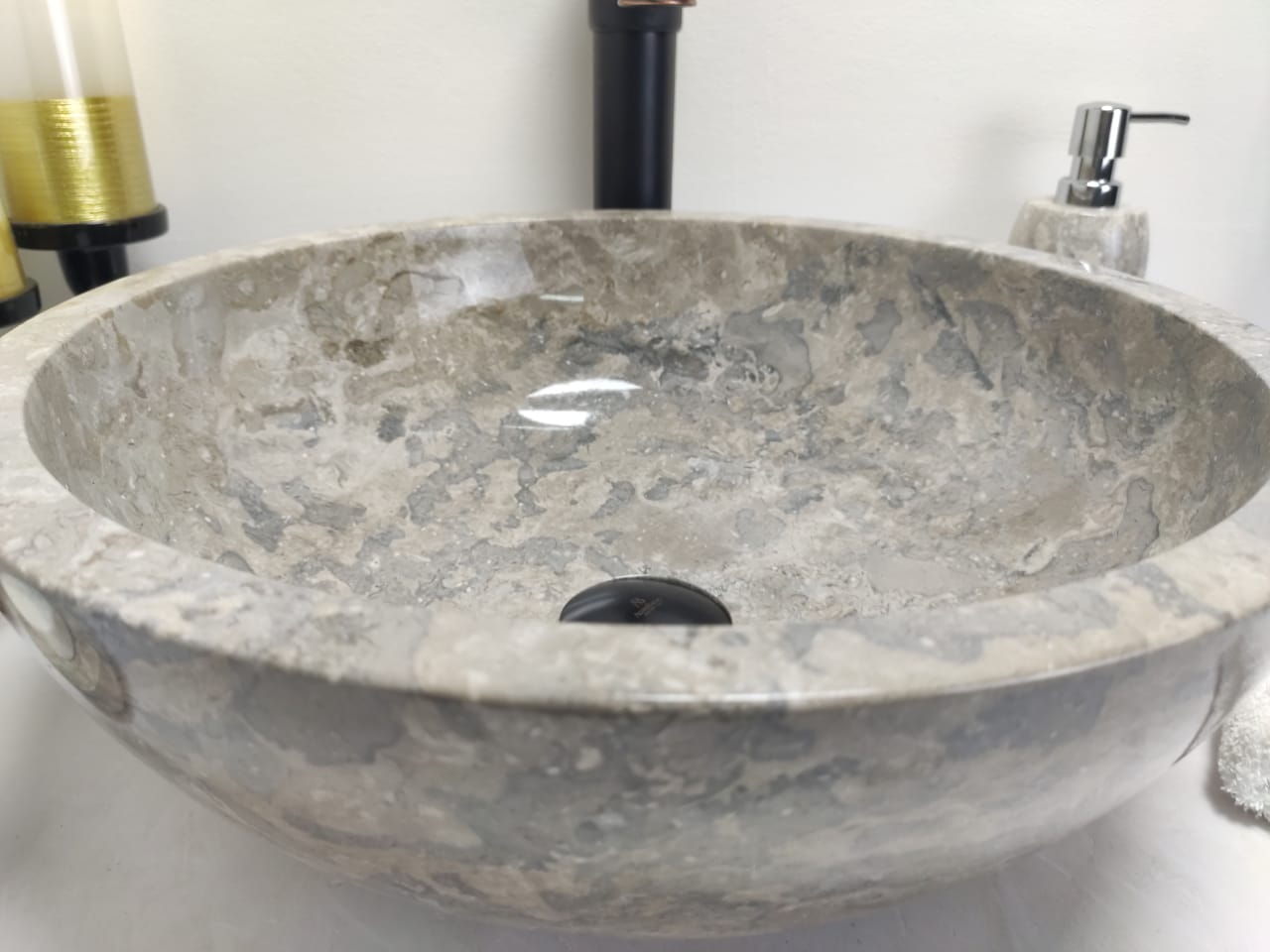 Раковина из мрамора Bowl Grey Tin Lip BM-60257 40*40*15 из натурального камня