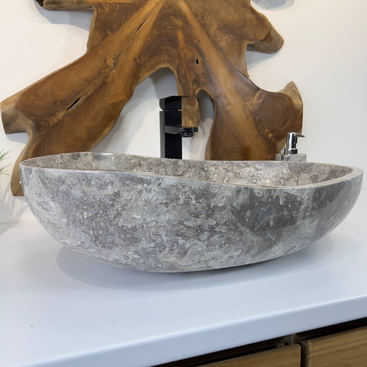Раковина из мрамора Oval Grey OM-66802 60*40*18 из натурального камня