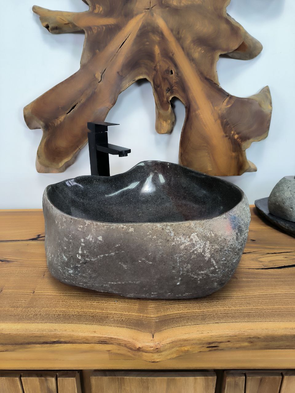 Раковина из речного камня RS-66286 47х46х17 из натурального камня