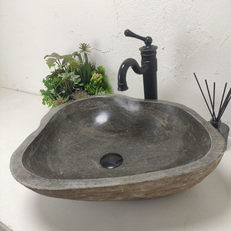 Раковина из речного камня RS-61954 (54*46*15) из натурального камня