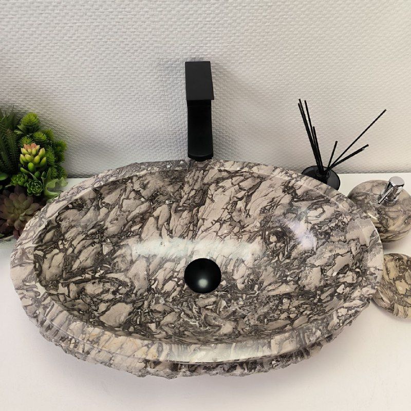 Раковина из мрамора Oval Doreng Marmo Wave OM-62897 57*38*15из натурального камня