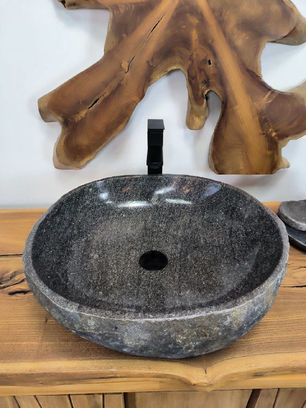 Раковина из речного камня RS-66328 52х48х15 из натурального камня