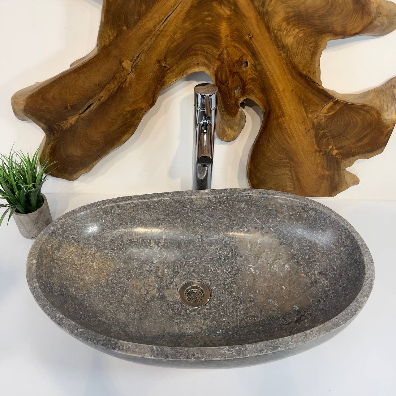 Раковина из мрамора Oval Grey OM-66796 60*40*18 из натурального камня