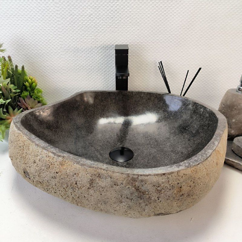 Раковина из речного камня RS-63438 (54*46*15) из натурального камня