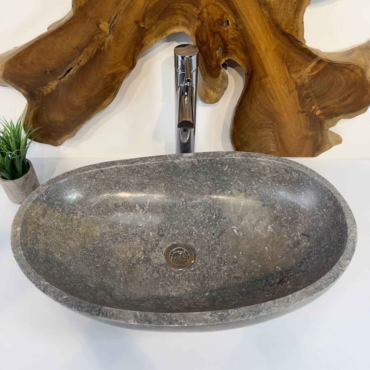 Раковина из мрамора Oval Grey OM-66796 60*40*18 из натурального камня