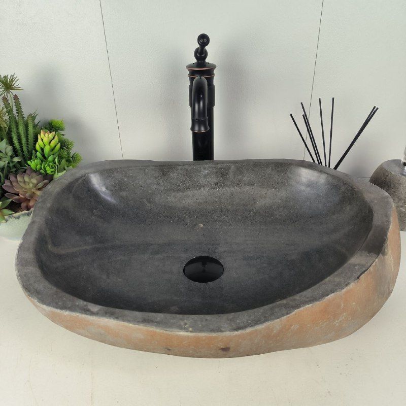 Раковина из речного камня RS-62076 (60*42*15) из натурального камня