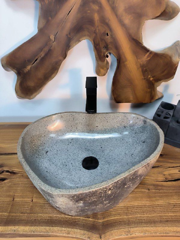 Раковина из речного камня RS-66760 53х38х15 из натурального камня