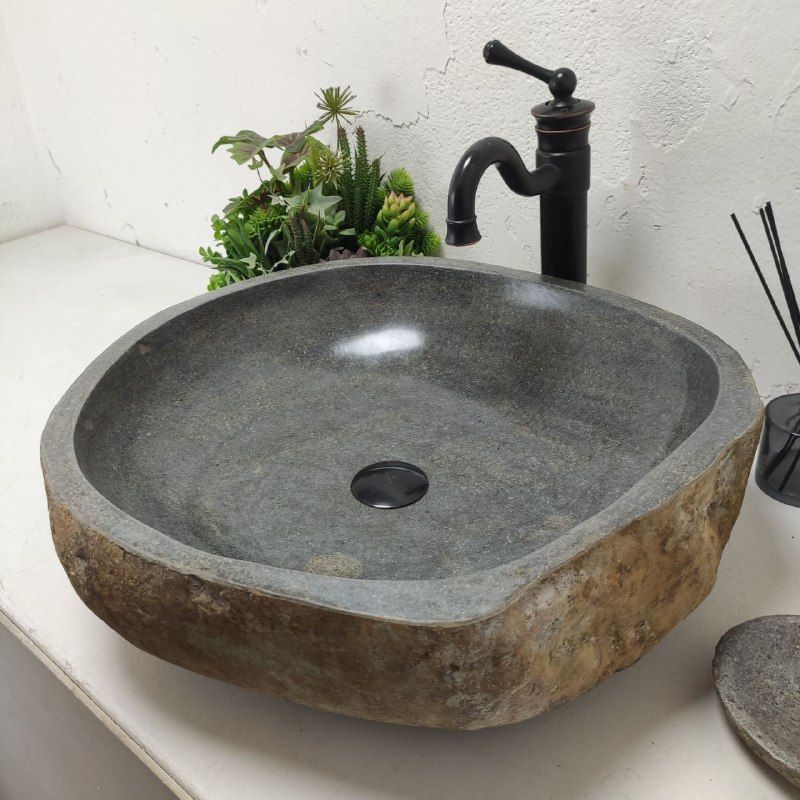 Раковина из речного камня RS-62044 (54*51*16) из натурального камня