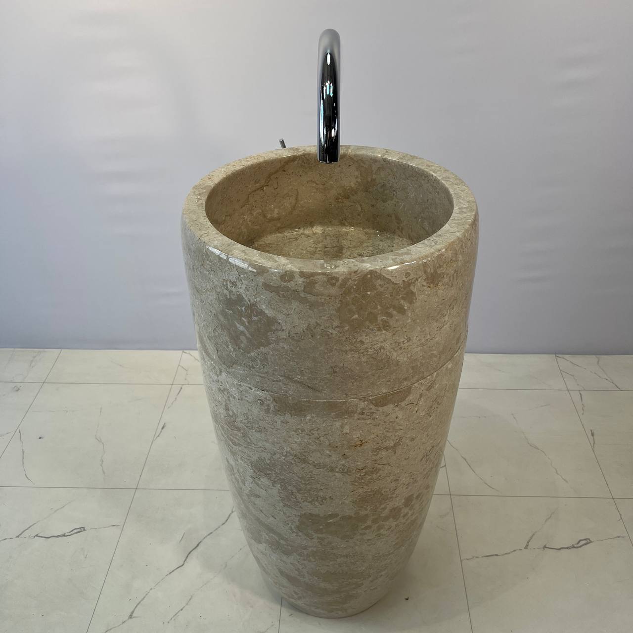 Раковина напольная из мрамора Round Midle Cream MN-67055 45*45*90