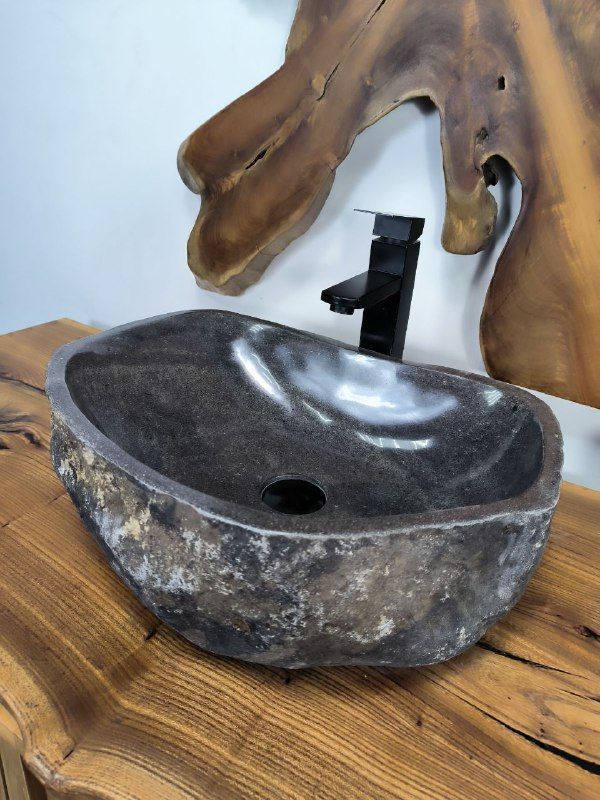 Раковина из речного камня RS-66675 49х37х15 из натурального камня