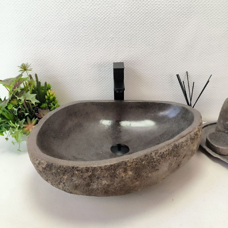 Раковина из речного камня RS-63547 (55*46*16) из натурального камня