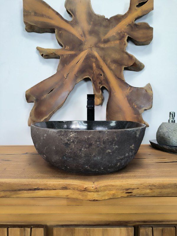 Раковина из речного камня RS-66285 47х46х15 из натурального камня