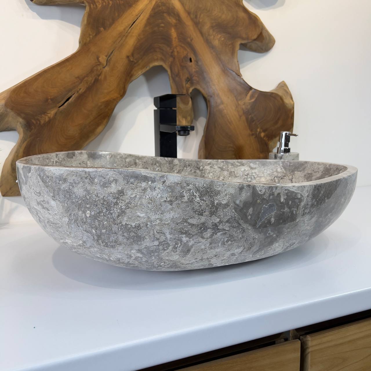 Раковина из мрамора Oval Grey OM-66802 60*40*18 из натурального камня