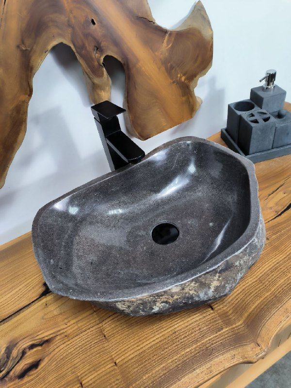 Раковина из речного камня RS-66675 49х37х15 из натурального камня