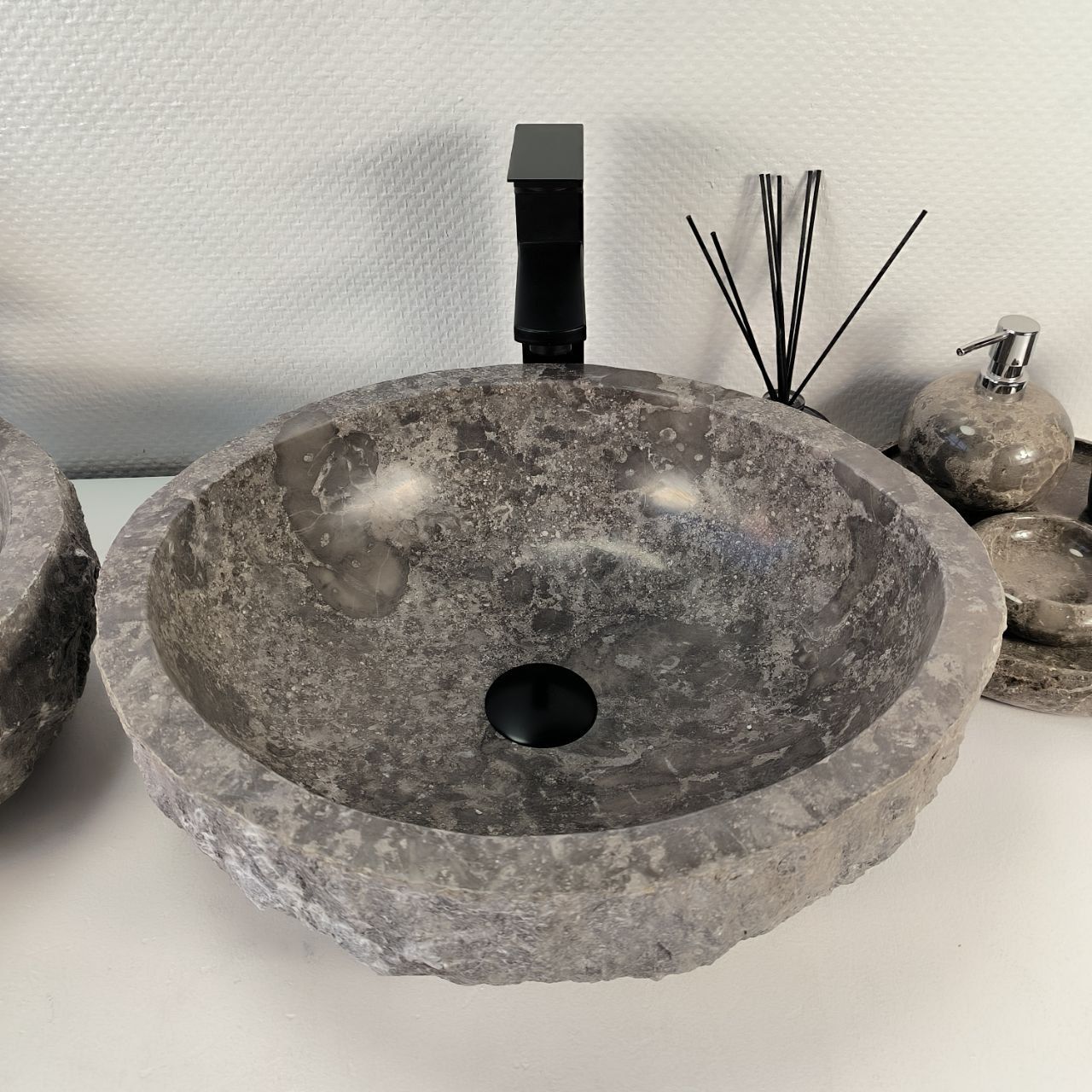 Раковина из мрамора ПАРА! Erozy Grey EM-64520 46*41*16 из натурального камня