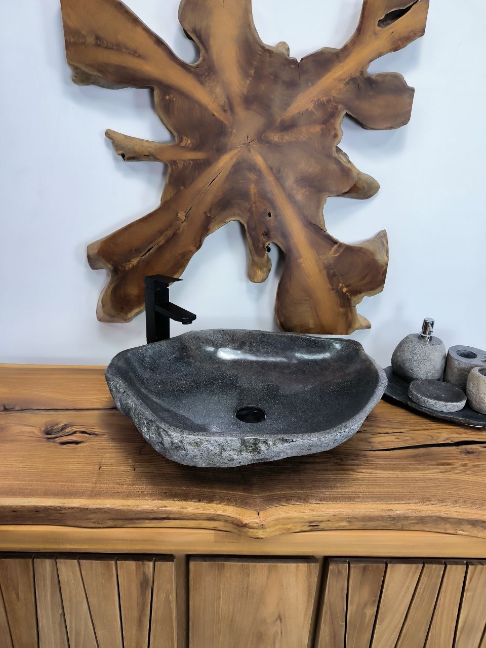 Раковина из речного камня RS-66415 60х49х15 из натурального камня
