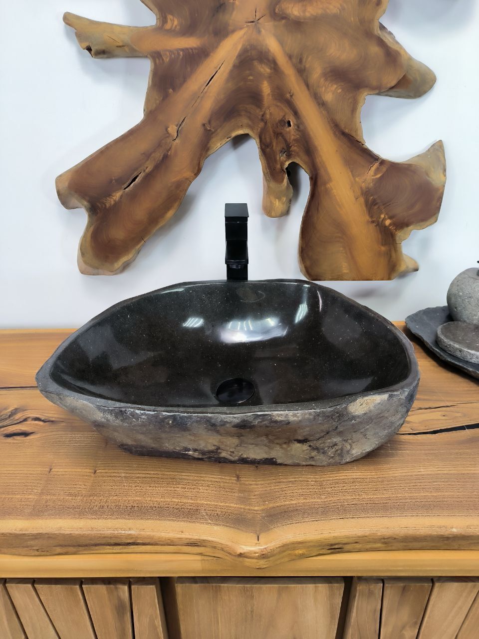 Раковина из речного камня RS-66385 54х41х15 из натурального камня