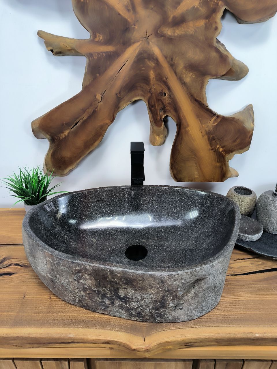 Раковина из речного камня RS-66346 60х40х15 из натурального камня