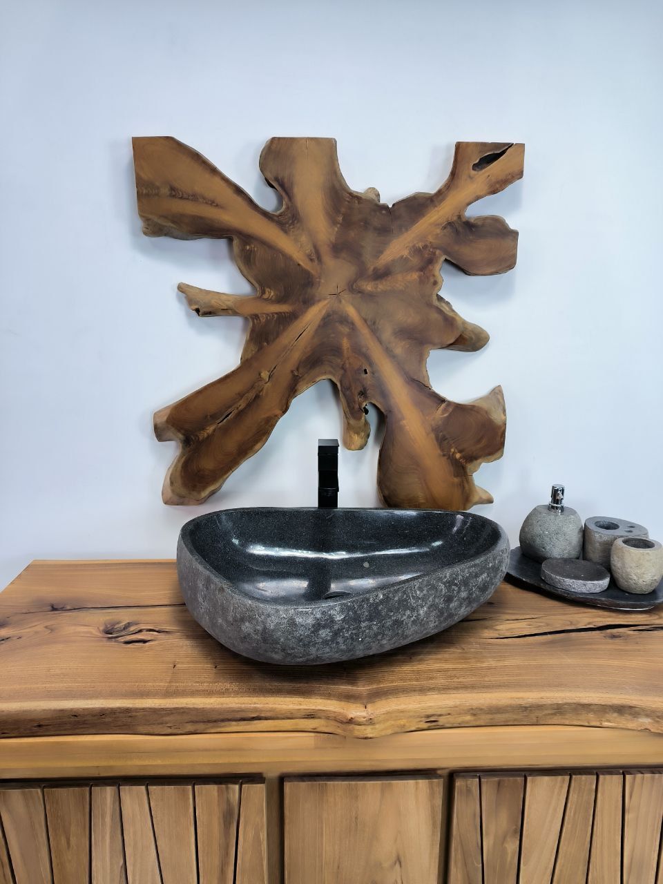 Раковина из речного камня RS-66435 62х44х16 из натурального камня
