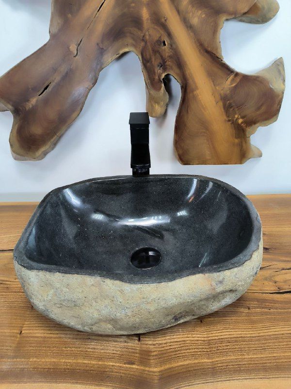 Раковина из речного камня RS-66563 44х33х15 из натурального камня