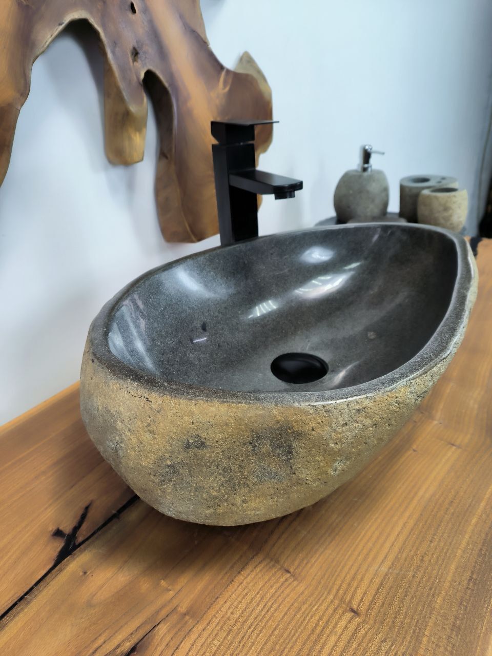 Раковина из речного камня RS-66358 53х35х15 из натурального камня