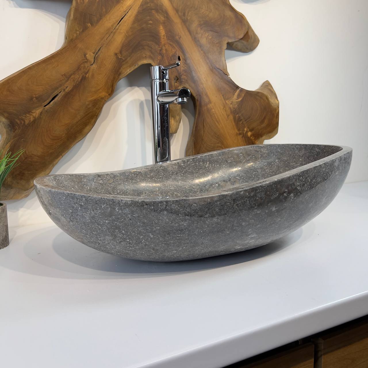 Раковина из мрамора Oval Grey OM-66796 60*40*18 из натурального камня