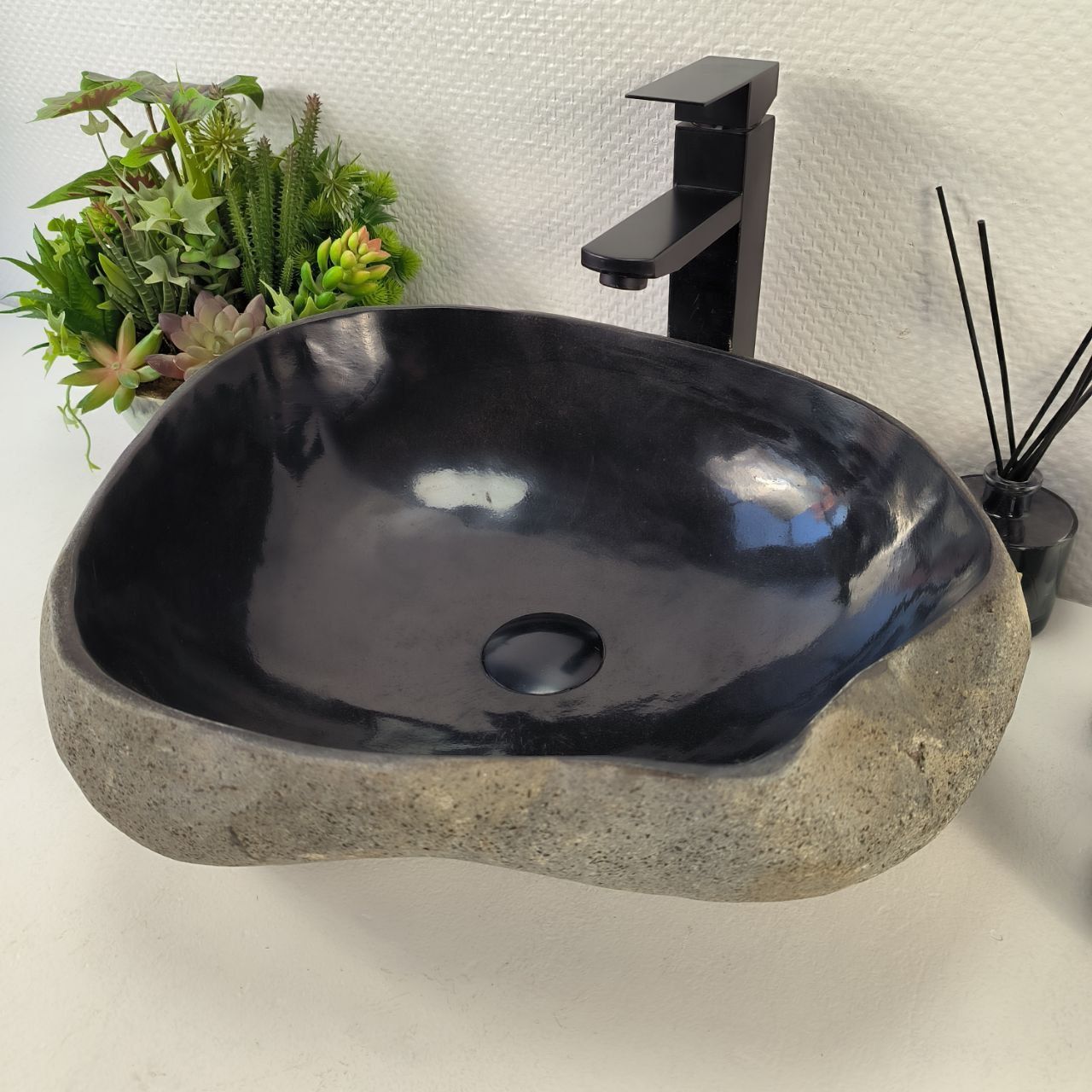 Раковина из речного камня RS-65428 46*39*15 из натурального камня