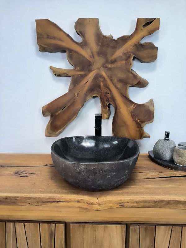 Раковина из речного камня RS-66285 47х46х15 из натурального камня