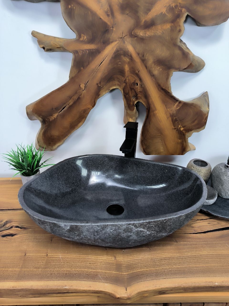 Раковина из речного камня RS-66345 62х40х15 из натурального камня