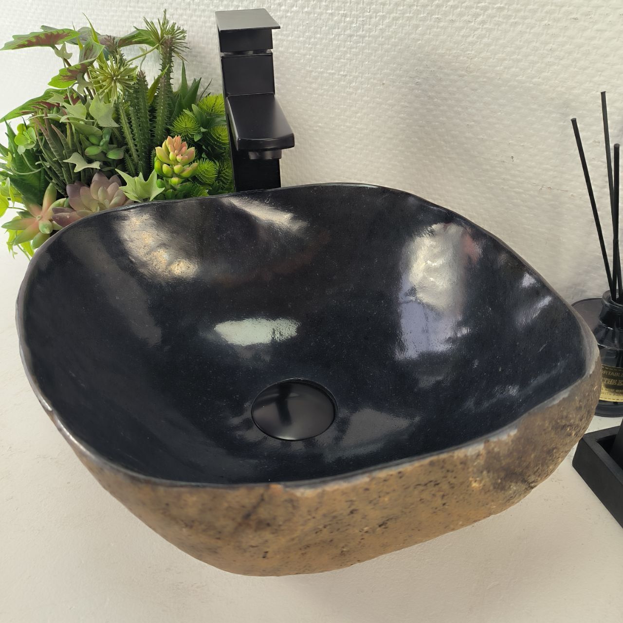 Раковина из речного камня RS-64996 41*37*15 из натурального камня