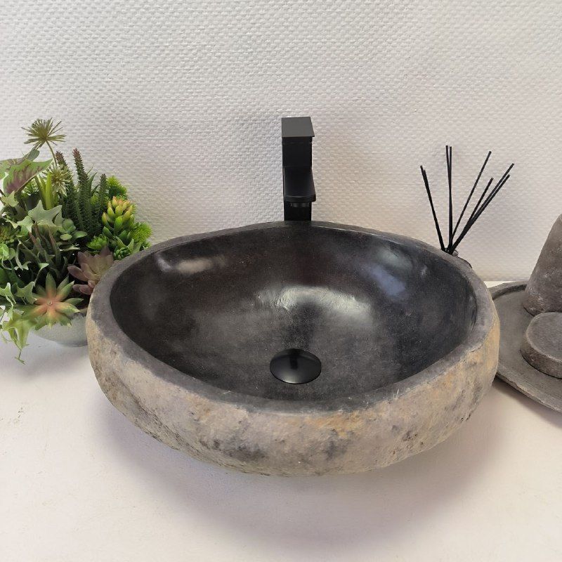 Раковина из речного камня RS-63472 (48*42*15) из натурального камня