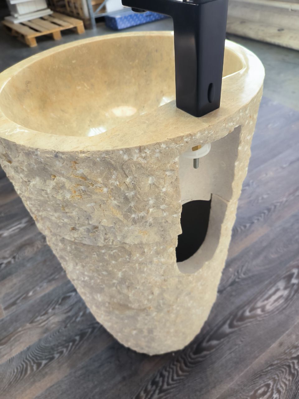 Раковина напольная из мрамора Pedestal Cream Marmo MN-65913 45х45х90 из натурального камня