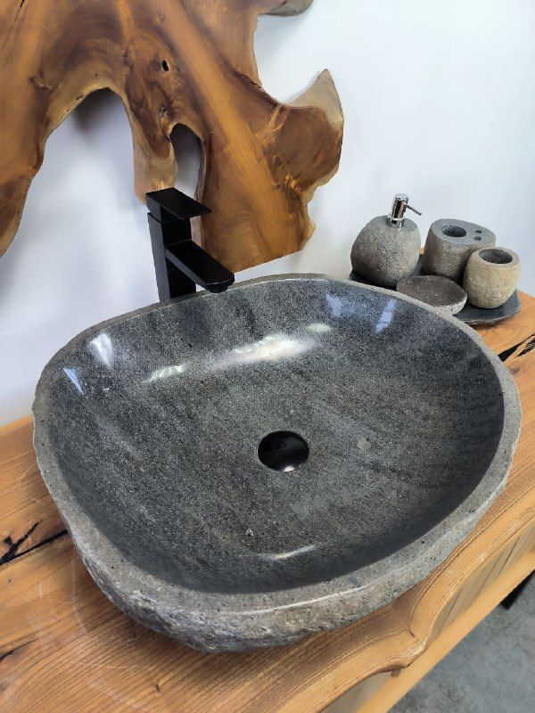 Раковина из речного камня RS-66478 55х48х15 из натурального камня