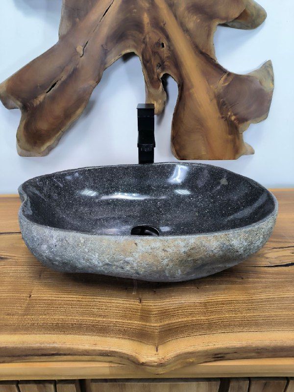 Раковина из речного камня RS-66401 54х35х15 из натурального камня
