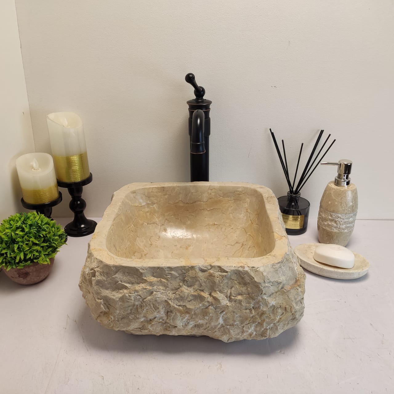 Раковина из мрамора Erozy Cream EM-60643 36*35*15 из натурального камня