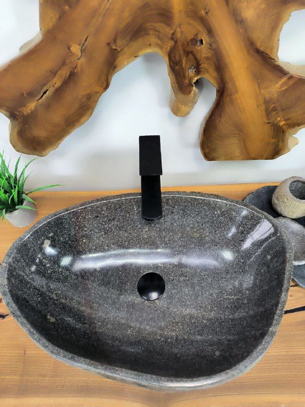 Раковина из речного камня RS-66346 60х40х15 из натурального камня