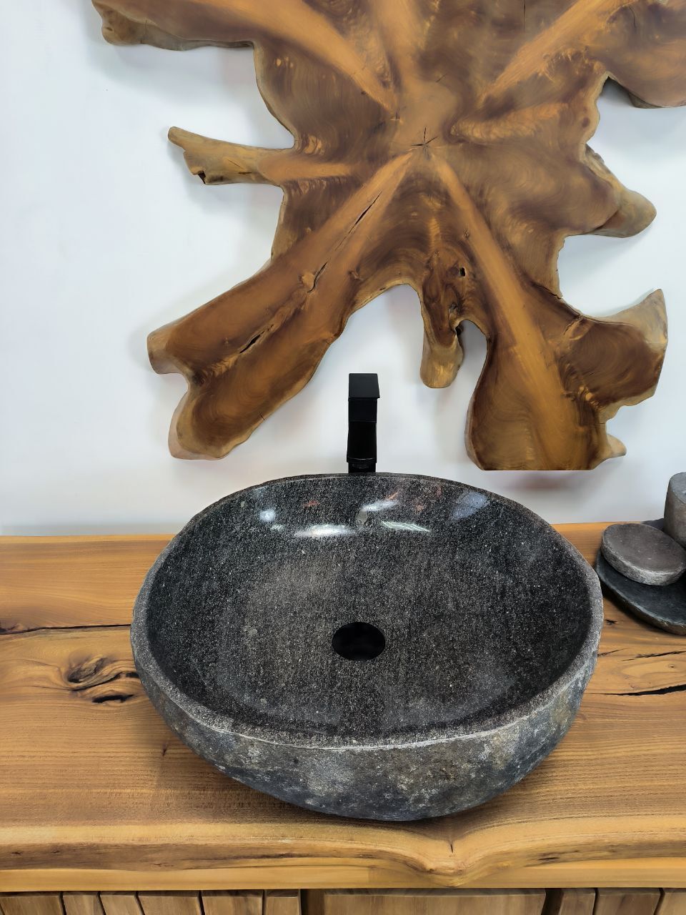 Раковина из речного камня RS-66328 52х48х15 из натурального камня