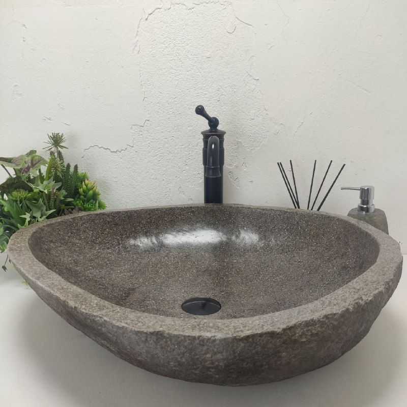 Раковина из речного камня RS-61728 (63*56*15) из натурального камня