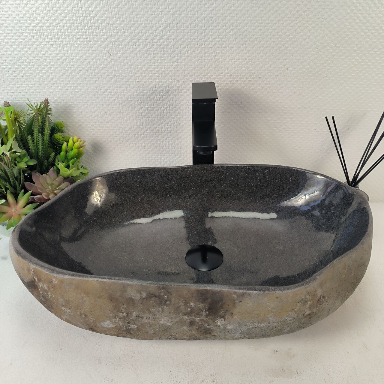 Раковина из речного камня RS-65314 53*35*15 из натурального камня