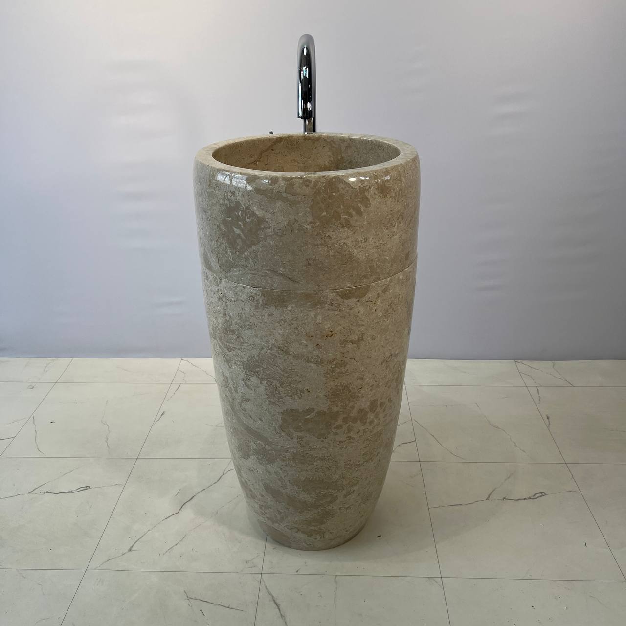 Раковина напольная из мрамора Round Midle Cream MN-67055 45*45*90