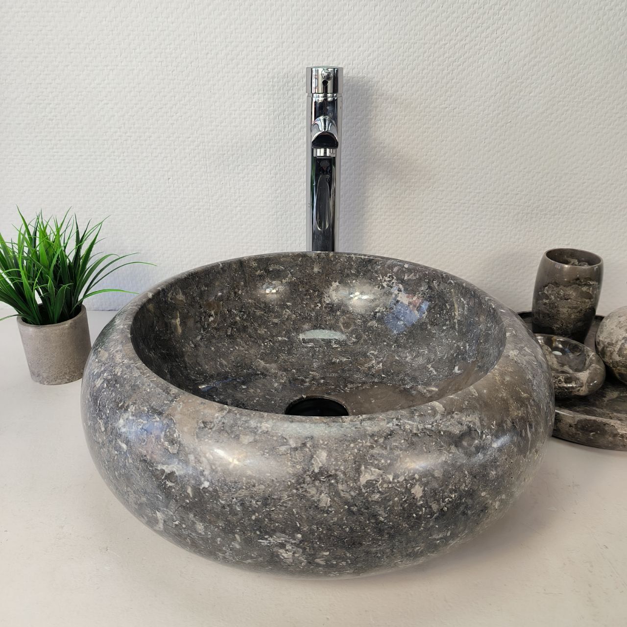 Раковина из мрамора Donut Grey DM-66091 45х45х15 из натурального камня