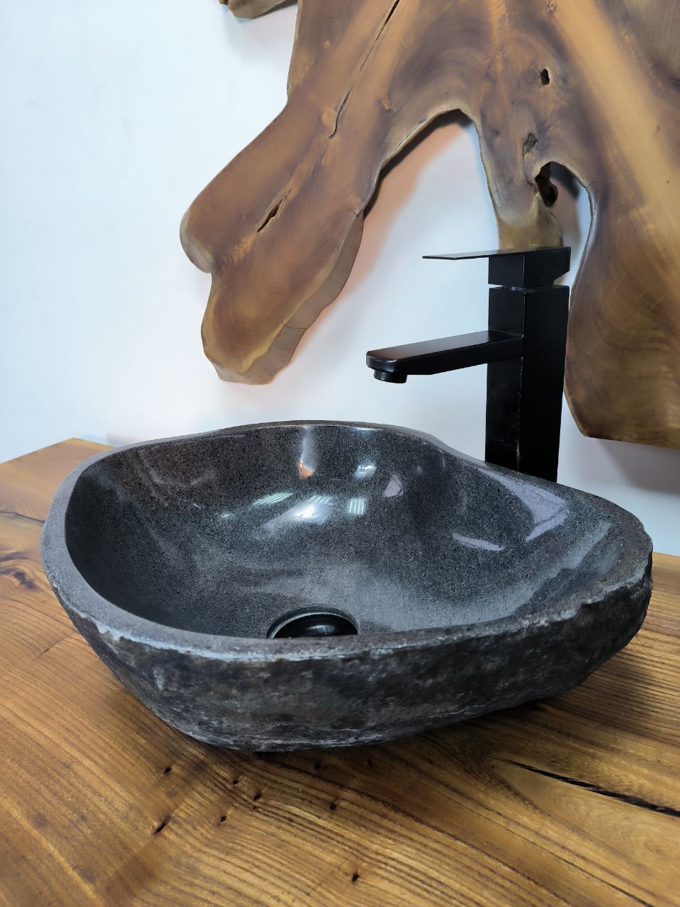 Раковина из речного камня RS-66749 42х34х14 из натурального камня