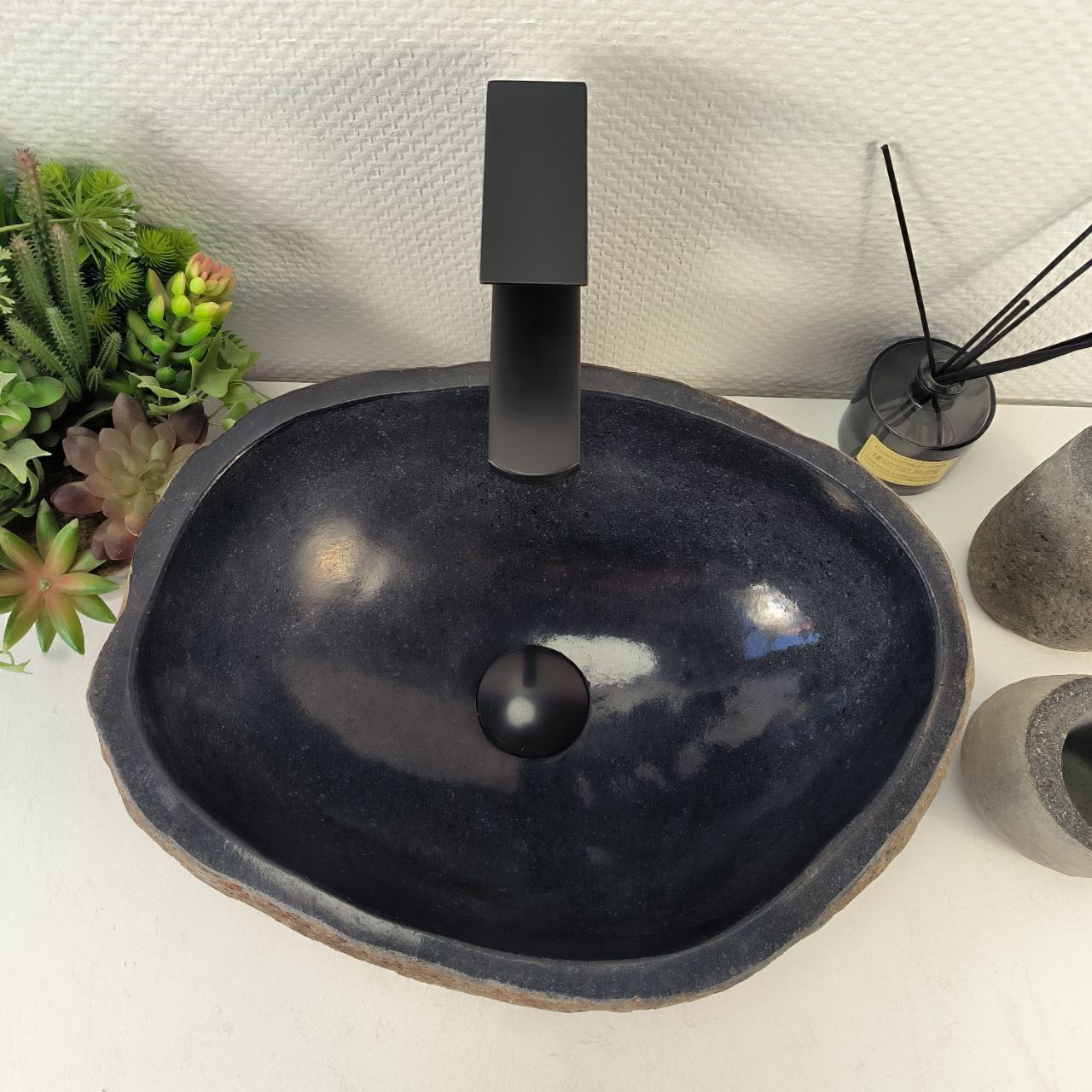 Раковина из речного камня RS-65413 43*31*15 из натурального камня