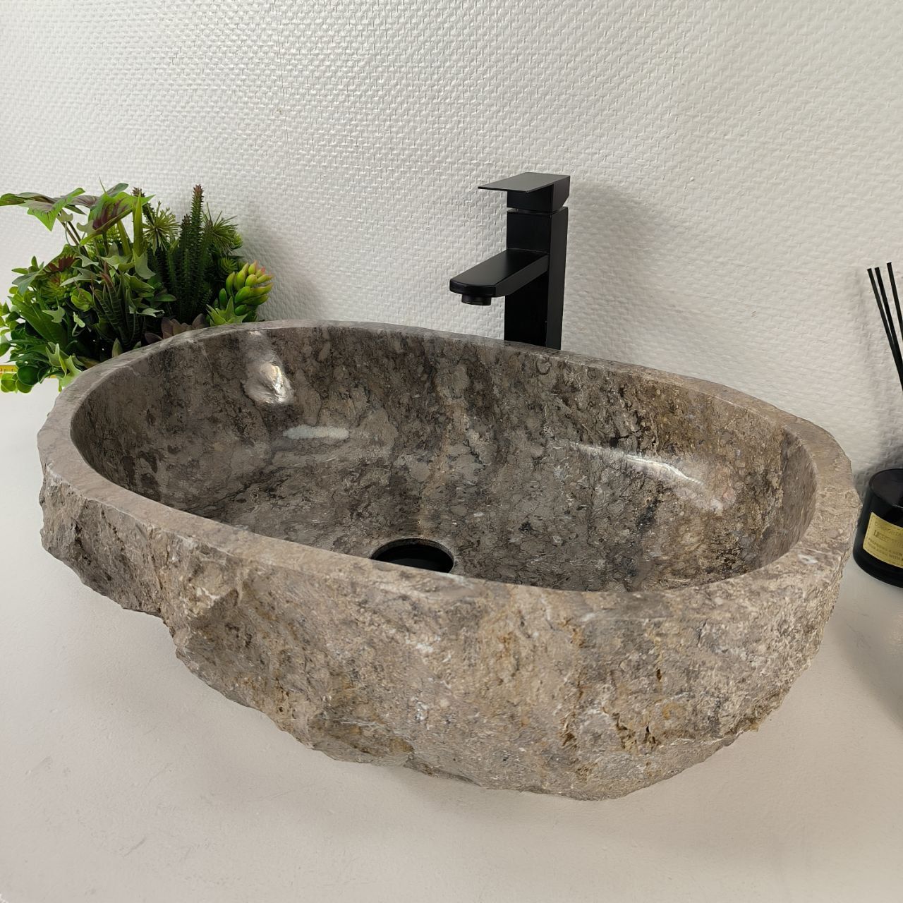 Раковина из мрамора Erozy Grey EM-65517 60*52*15 из натурального камня