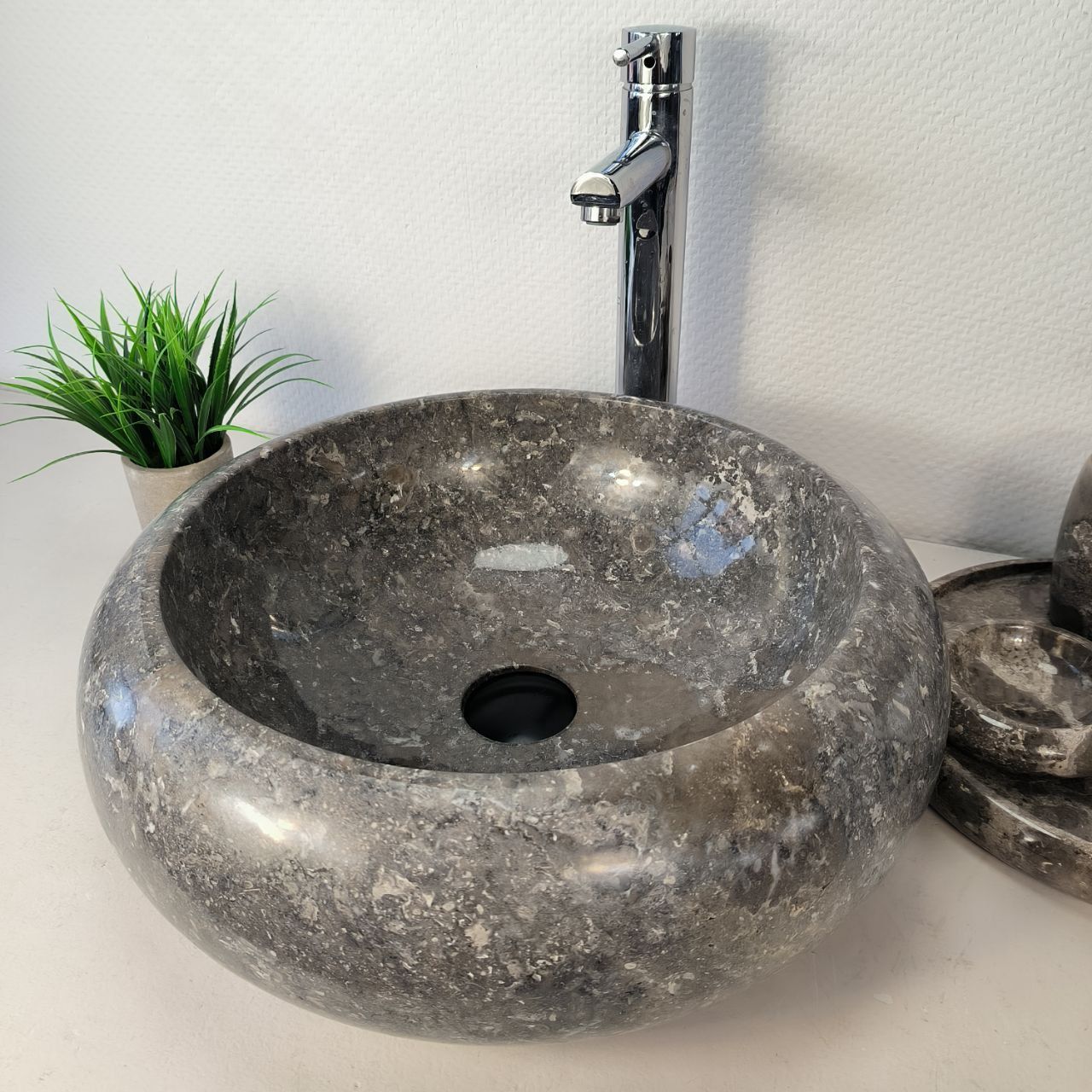Раковина из мрамора Donut Grey DM-66091 45х45х15 из натурального камня